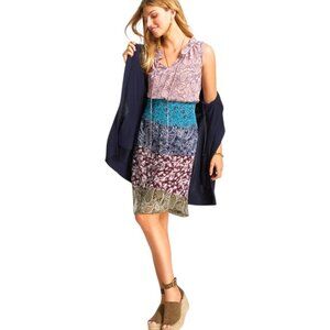 Cabi Sleeveless Paisley Color Block Patchwork Boho Dress - Size XL